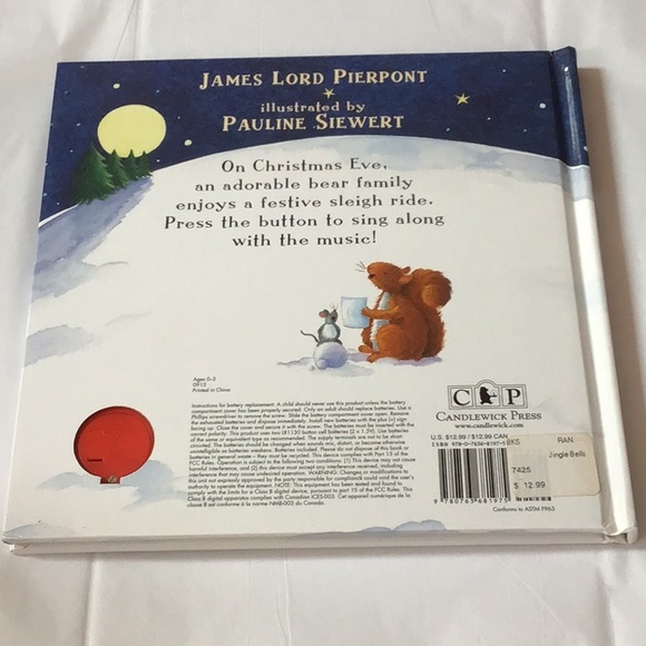 🎉2/15.00🎉 Jingle Bells hardcover excellent condition music plays - Picture 4 of 8